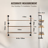 VEVOR Industrial Pipe Shelf 3 Tier 48x9.84in Wall-Mount for Kitchen Bedroom V952-JSGZWJYGHMBHJ0DEQV0