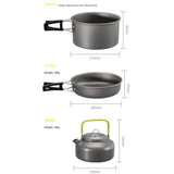 Camp Cookware 2-3 People Set, Pan Pot Teapot Lightweight Outdoor Portable Camping Cooker Set for V1192-AZ-W-3657