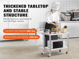 30x18x34 Inch Stainless Steel Work Table 3-Stage Adjustable Shelf with 4 Wheels Heavy Duty V952-CFGZT30X18X34YC01V0