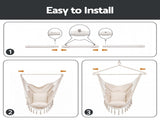 Gardeon Hammock Chair Camping Macrame Hanging Swing Cushions Metal Bar Cream HM-CHAIR-PLOW-MEL-CR