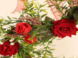 Valentine's Day Wreath Decoration Artificial Rose Ribbon Wreath Heart Shaped Simulated Spring V1294-YM0718-211103LS04-2