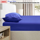 Ramesses 2000TC Bamboo Embossed Fitted Sheet Combo Set Royal Blue King Single V442-KIT-FITTEDSS-2000TCBAMBOO-ROYALBLUE-KS
