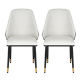 Artiss Dining Chairs Set of 2 Leather Seat Beige and Black UPHO-C-DIN-01-PU-WHX2