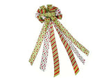 Xmas Tree Topper Wreath Bow Large Red Green Dot Present Bow for Xmas Ornament Holiday Handmade Home V1294-YM0901-3115240099511