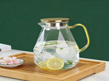 2.2 Liter Diamond Glass Pitcher, Water Carafe With Golden Lid Spout Handle, Hot Cold Resistant Jug V1369-AZ3-W-15188