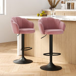 Artiss 2x Bar Stools Gas Lift Velvet Pink BA-K-9968-PKX2