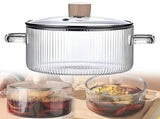 Glass Cooking Pot with Lid, 1.5L Heat Resistant Borosilicate Glass Stovetop Pot, Double V1366-AZ2-W-20836