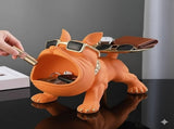 Cool French Bulldog Statue Storage Tray Black Resin Dog Figurine Key Bowl and Candy Organiser with V888-ELOSUNG41582