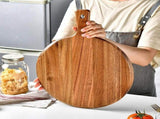 Acacia Wood Round Pizza Peel with Handle, Food Safe Serving Board for Bread Cheese Kitchen Use V1369-AZ3-W-10245
