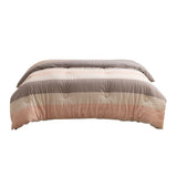 Soft Washed Microfiber Quilt, Warm Thickened Winter Comforter for Student Dorm Bedroom, Gray Pink V1369-AZ3-W-10256