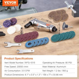 Air Angle Die Grinder, 1/4" Right Angle Die Grinder , Heavy Duty 90-Degree Angled Air V952-QDKMJRSJM000YRVBOV0