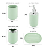 Set 4 Pcs Green Bathroom Accessories,Cute Bathroom Decor,Plastic Soap Dispenser and Toothbrush V1189-WXFWAL-20260319-00055