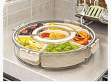 Divided Serving Tray, with Lid and Handle, Stackable Box Container for Fruits Candy Organizer, for V1369-AZ3-W-09777