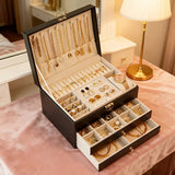 White Multi - layer Jewelry Box Velvet Lining, Three - layer Zoning, Double - drawer V1232-SSSNH004