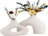 Ceramic Set of 2 Modern White Vases for Home Dcor V178-35712