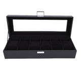 Watch Box Black 6 Slot Leather Watch Case with Pillows for Watches Storage Collections V1294-YM0901-3117250225011