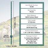 5 Feet Fence Post 10 Pack T-Post Heavy Duty Metal Fence Posts Green V952-WLLZJSK5YC10LFG33V0