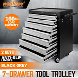 HORUSDY 7 Drawer Tool Box Trolley Cabinet Storage Cart Garage Organiser Lockable V465-86193