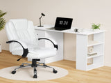 Artiss Computer Desk 120cm Executive Office Chair Set PU Leather High Back White FURNI-O-DESK-CHAIR-9127-WH