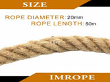 50m Sisal 20mm Rope Natural Twine Cord Thick Jute Hemp Manila Crafting Home Decor V324-HO-20MMSROPE50M