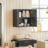 Wall Storage Cabinet Double Doors, Black V178-65683