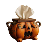 Halloween Pumpkin Tissue Box Holder,12cm Spooky Resin Tissue Cover for Standard Boxes,Festive Orange V1369-AZ3-W-14756