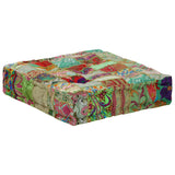 Patchwork Pouffe Square Cotton Handmade 50x50x12 Cm Green 43_246576