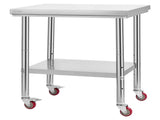 Stainless Steel Table, 60 x 76 cm Food Prep Worktable with Wheels, Kitchen Prep Table with V952-DLGZT2CWDB248JRDY001V0