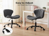 Artiss Ergonomic Office Chair Armless Height Adjustable Computer Desk Chair Fabric Dark Grey OCHAIR-M-2589-DG