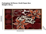 38-Piece Velvet Christmas Ornament Gift Set with Ball, Star, Poinsettia and Bow Designs, Silver V1341-ZY-YTZXM5WH-RED