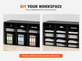 Wood Literature Organizer Adjustable File Sorter 24 Compartments Black V952-MZWJZLFPJBH243C54V0