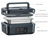 Portable 1L Cordless Electric Heated Lunch Box 16000mAh 60W 304 Stainless Steel Black& Gray V201-ELB6080BGY8AU