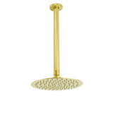 Brushed Gold 8" Round Thin Shower Rain Head 300mm Ceiling Dropper Arm Bath Set V1233-A511300GKSR108G