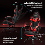 Artiss 2 Point Massage Gaming Office Chair Footrest Red MOC-GC-2P-BK-RD