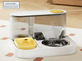 Automatic Pet Feeder and Water Bowl - 2-in-1 Yellow Stainless Steel Bowl Cat Feeding Station V888-ELOSUNG18313