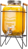 CARLA HOME 5L Glass Drink Dispenser with Metal Stand, Wide Mouth Beverage Jar & Stainless Steel Tap V178-36369