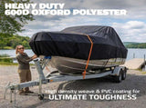 600D Heavy Duty Waterproof Boat Cover, Silver, 17-19FT, 610*245cm V1197-BOATCOVER-SILVER-600D-17X19FT-610X245CM