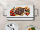 Stainless Steel Griddle, 17x13 inch Universal Flat Top Rectangular Plate, Gas Grill Griddle for BBQ V952-SCJPBXG1713IYPLMKV0