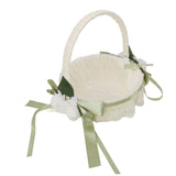 Flower Girl Basket Romantic Elegant Lightweight Hand Woven Wedding Flower Basket for Bride 5800 V1294-YM0901-3115240063713
