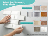 Artiss 3D Peel and Stick Wall Tiles Self Adhesive Subway Backsplash 10 Sheets, White PST-200-WH