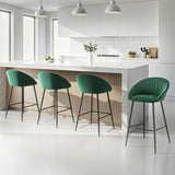Artiss 4x Bar Stools Kitchen Dining Chair Counter Stool Tub Velvet Metal Green BA-K-1074-GNX4