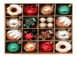 42-Piece Hand-Painted Christmas Tree Ornament Set with Red Green Gold Baubles, Gingerbread Men, V1341-ZY-W4SRW8S4-C