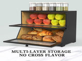CARLA HOME Double Layer Bamboo Bread Box for Kitchen Counter - Large Capacity Bread Storage LSB-36199