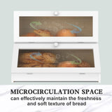 CARLA HOME Double Layer Bamboo Bread Box for Kitchen Counter - Large Capacity Bread Storage V178-36198