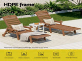 Gardeon Sun Lounge Lounger Beach Chair HDPE Patio Outdoor Furniture with Wheels Brown FF-LOUNGE-HE-BR