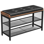 VASAGLE Shoe Bench Padded Bench with Mesh Shelf Shoe Rack Brown Black V227-9101101003992