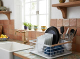 CARLA HOME Dish Drying Rack with Wooden Handles, Removable Cutlery Holder & Drainboard for Kitchen V178-36323