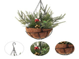 Christmas Porch Decor with Artificial Hanging Basket and Realistic Pine Needles V1192-AZ-W-22425