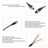 2pcs 8M Car Video Aviation Spring Line 4-Pin Extension Cable for Rear View Camera Truck Trailer V1370-AZ4-11595