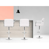 Artiss 2x Bar Stools Leather Gas Lift w/Armrest White BA-K-1055A-WHX2